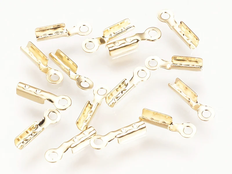 20 serre fil / embouts pour cordon - doré à l'or fin 18k - 7,5 x 2 x 1,5 mm