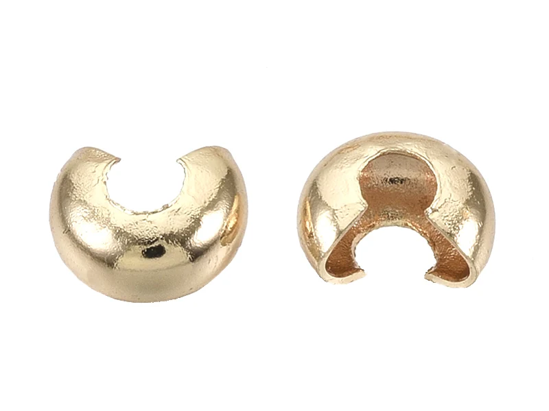 20 cache-perles à écraser - doré à l'or fin 18k - 4 mm