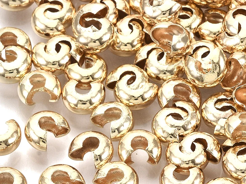 20 cache-perles à écraser - doré à l'or fin 18k - 4 mm