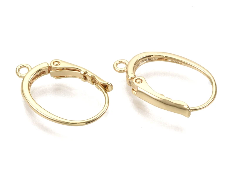 Boucles d'oreilles dormeuses avec boucle - doré à l'or fin 18k - 20,5 mm