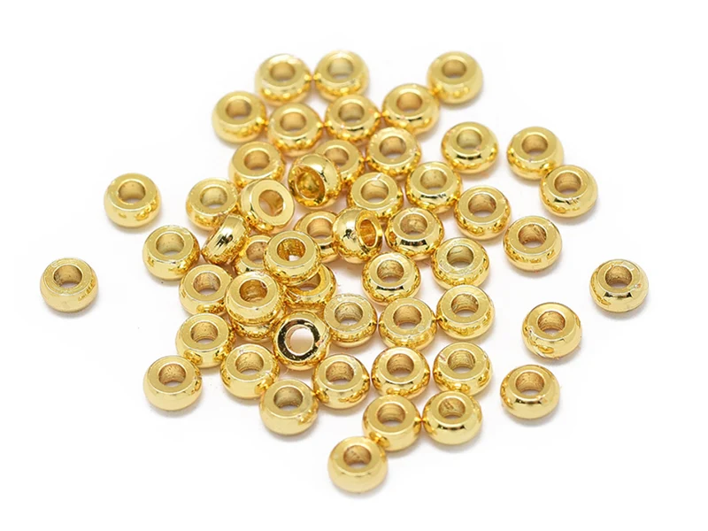 10 perles intercalaires rondelles - doré à l'or fin 18k - 2,7 x 1,3 mm