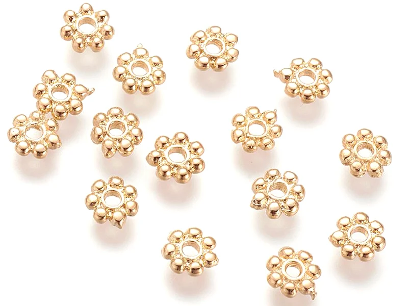 10 perles intercalaires - doré à l'or fin 18k - 5,5 x 1,5 mm