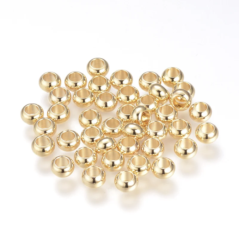 10 perles rondelles intercalaires - doré à l'or fin 18k - 5 x 3 mm