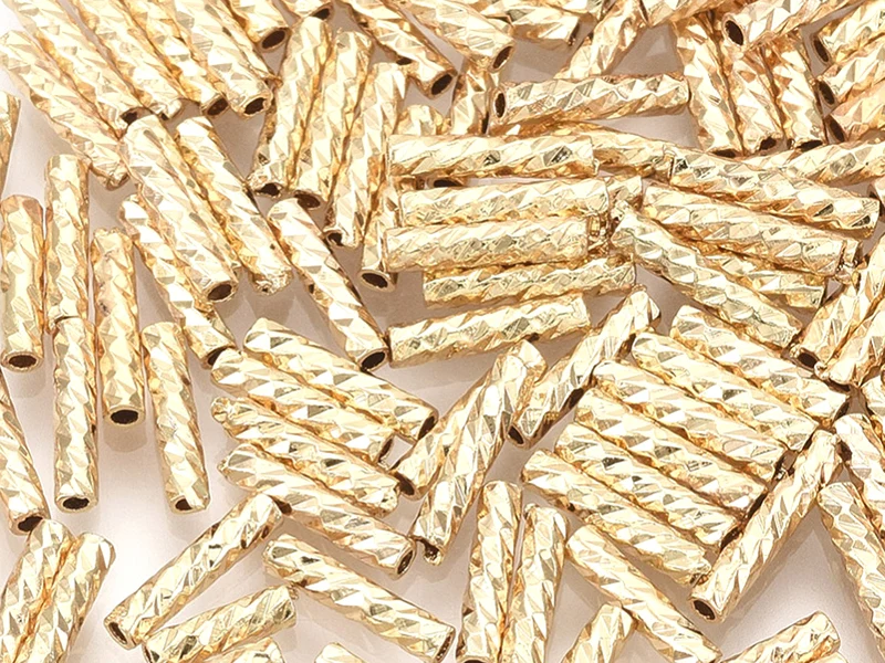 20 perles fantaisie - doré à l'or fin 18k - 7 x 1,5 mm