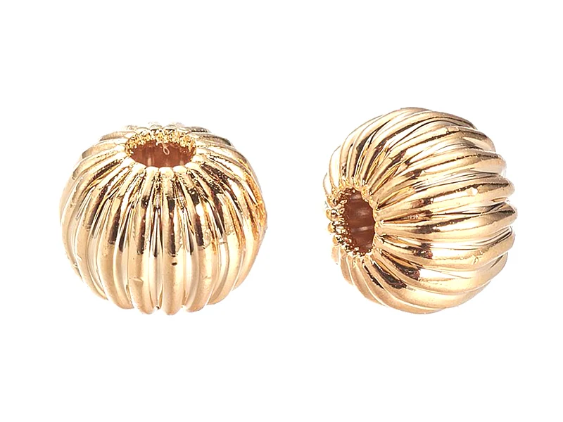 10 perles rondelles ondulées - doré à l'or fin 18k - 4 x 3 mm