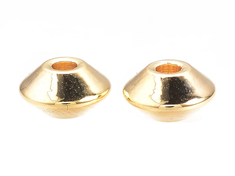 10 perles intercalaires Toupie - doré à l'or fin 18k - 7 x 4 mm