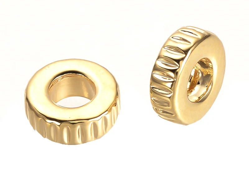 10 perles intercalaires à motifs - doré à l'or fin 18k - 6,5 x 2 mm