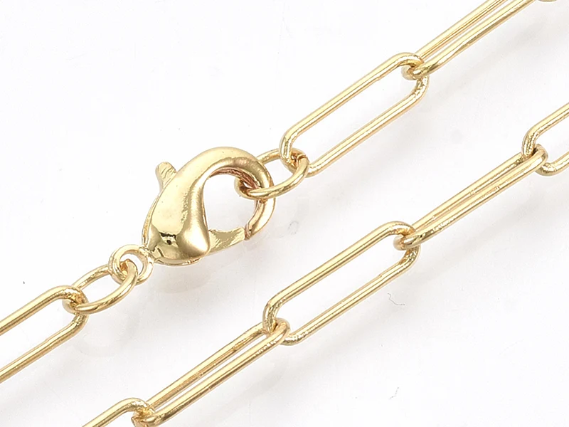 Collier 46 cm - chaîne trombone - doré à l'or fin 18K