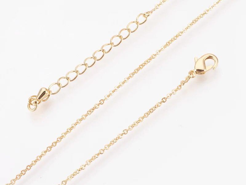 Collier 44,5 cm avec chaîne d'extension - chaîne forçat - doré à l'or fin 18K