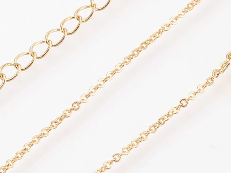 Collier 44,5 cm avec chaîne d'extension - chaîne forçat - doré à l'or fin 18K