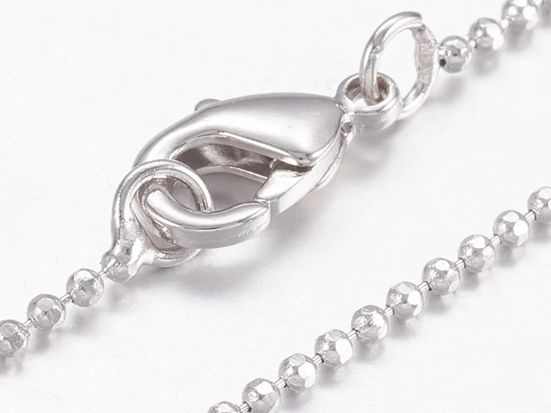 Collier 44,5 cm - chaîne bille - plaqué platine