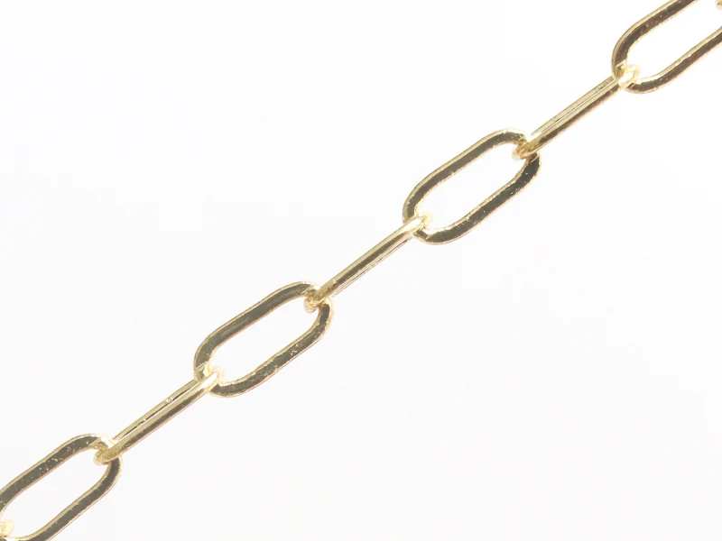 Chaîne trombone - 6 x 2 mm - doré à l'or fin 18K x 20 cm
