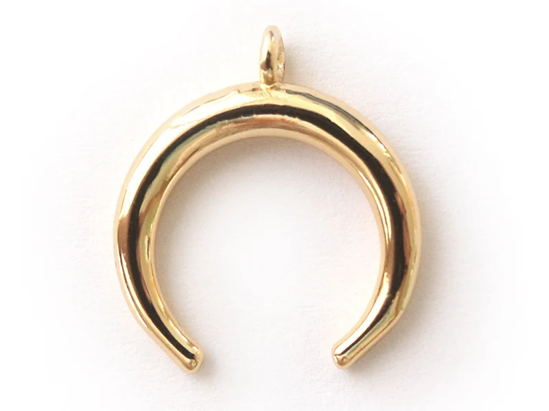 1 pendentif corne croissant de lune - doré à l'or fin 18K