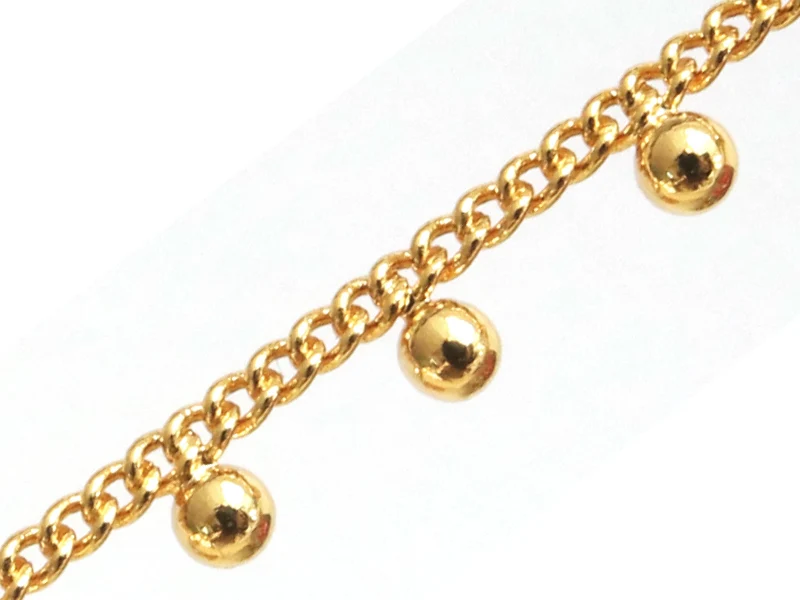Chaine perles rondes - doré à l'or fin 18K x 20 cm