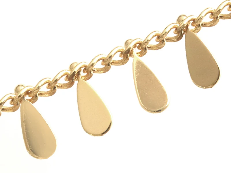 Chaine breloques gouttes - doré à l'or fin 18K x 20 cm