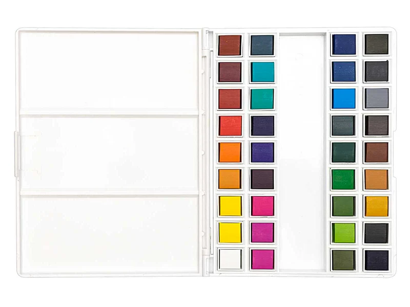 Palette de 36 demi-godets d'aquarelle / Peinture à l'eau