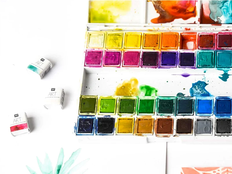 Palette de 36 demi-godets d'aquarelle / Peinture à l'eau