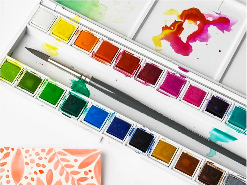 Palette de 24 demi-godets d'aquarelle / Peinture à l'eau