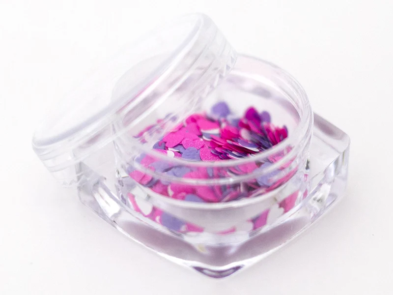 Trio de paillettes en forme de cœur - rose, violet et blanc