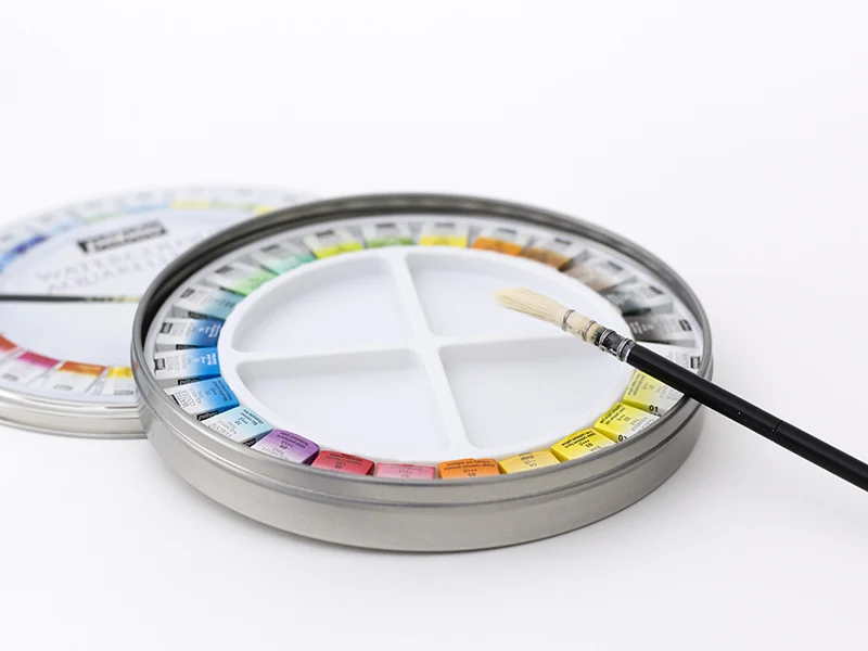 Coffret 24 demi-godets aquarelle fine - boîte ronde