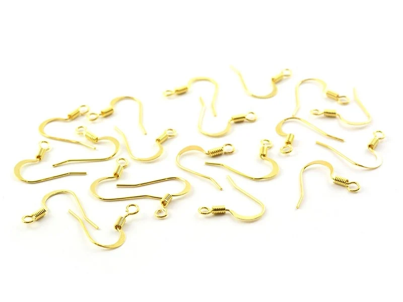 10 paires de boucles d'oreilles - crochets plats - couleur or