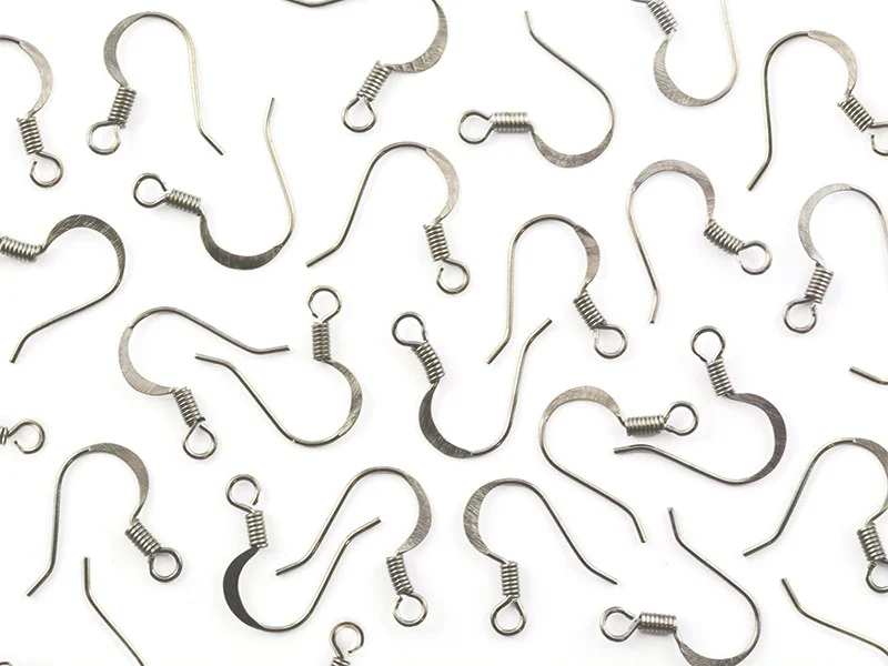 10 paires de boucles d'oreilles - crochets plats - couleur argenté