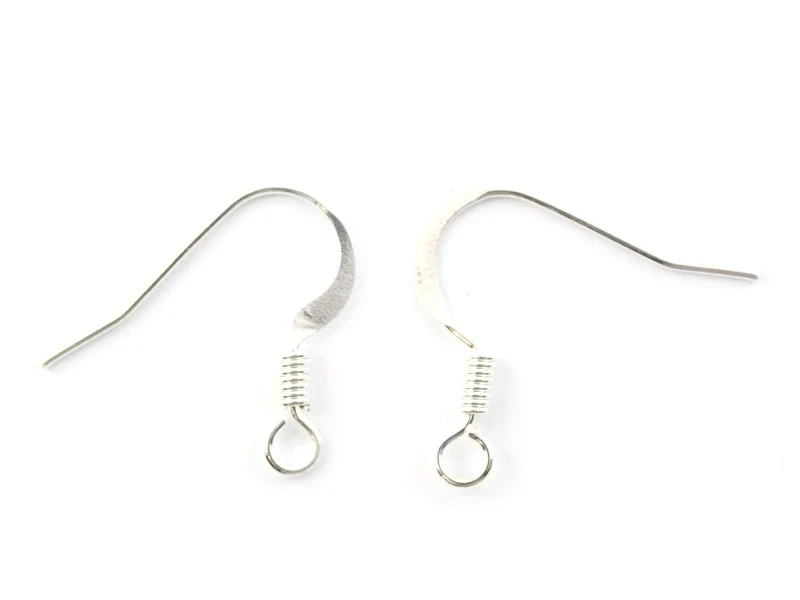10 paires de boucles d'oreilles - crochets plats - couleur argenté clair