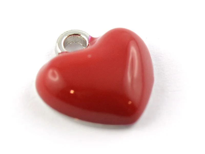 Breloque émaillée - coeur rouge