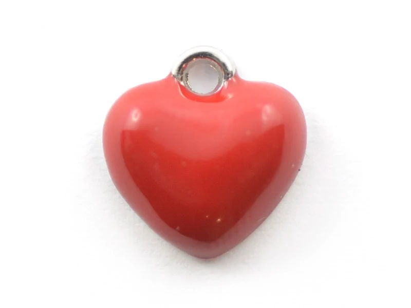 Breloque émaillée - coeur rouge