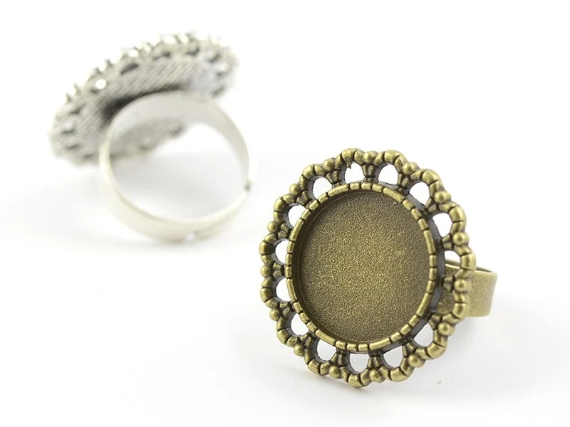 Support de bague pour cabochon - couleur argent