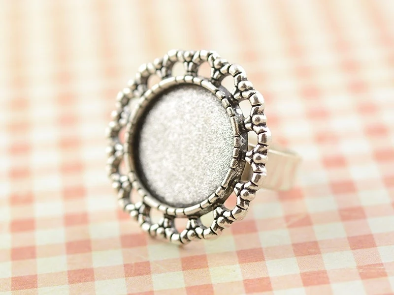 Support de bague pour cabochon - couleur argent