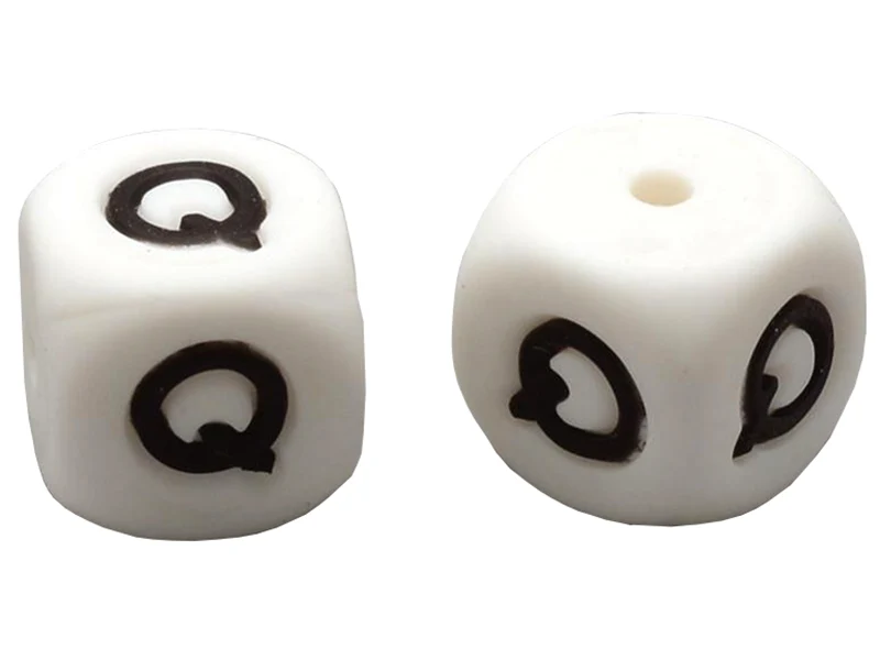 1 perle carré 12 mm en silicone - Lettre Q
