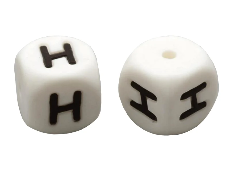 1 perle carré 12 mm en silicone - Lettre H
