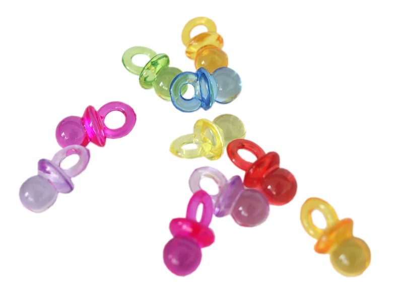 Lot de 10 petites tétines en plastique - mix couleurs aléatoires
