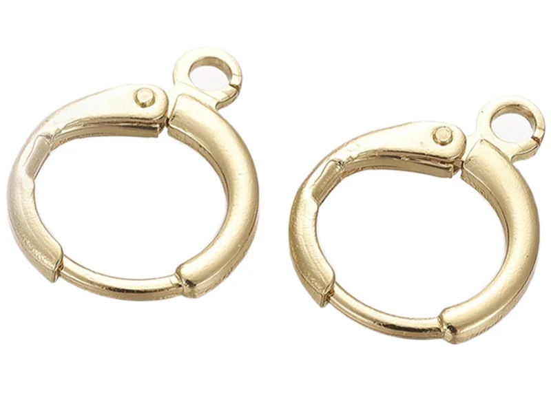 Paire dormeuses rondes à breloque - doré à l'or fin