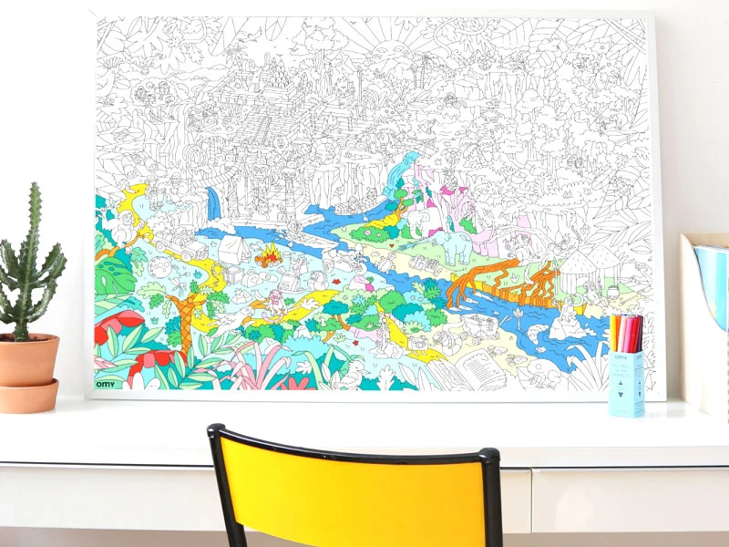 Poster géant en papier à colorier - JUNGLE - OMY