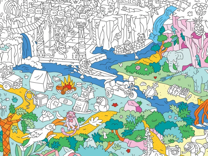 Poster géant en papier à colorier - JUNGLE - OMY