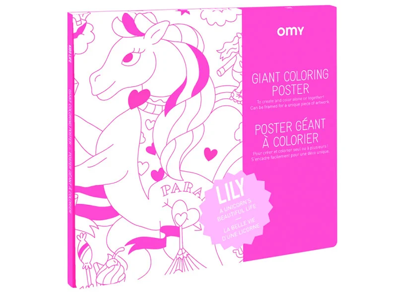 Poster géant en papier à colorier - LILY UNICORN - OMY
