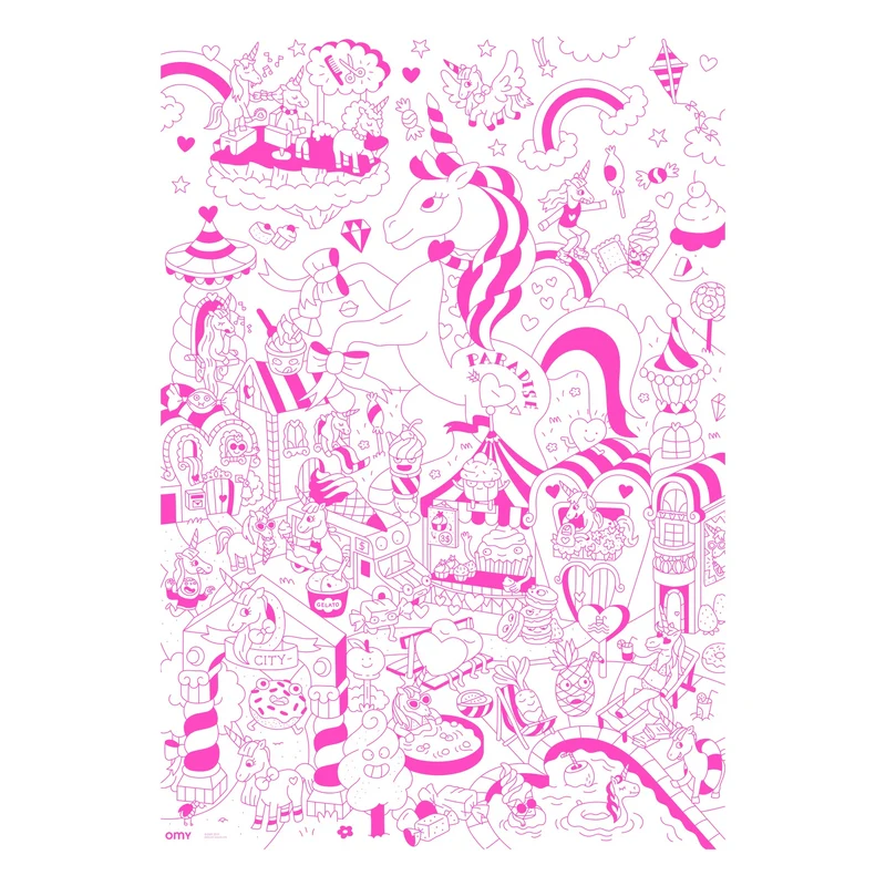 Poster géant en papier à colorier - LILY UNICORN - OMY