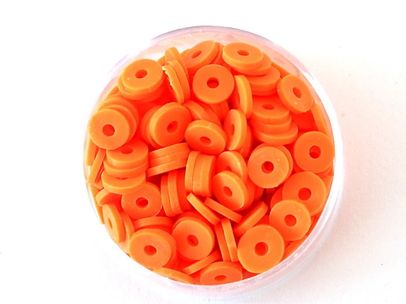 Boite de perles rondelles heishi 6 mm - orange fluo