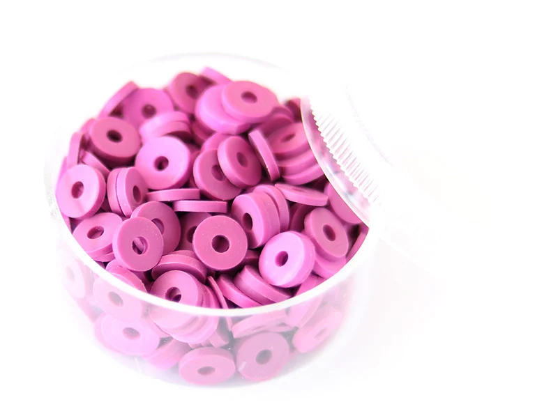 Boite de perles rondelles heishi 6 mm - orchidée