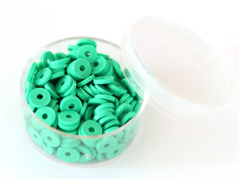 Boite de perles rondelles heishi 6 mm - vert plante