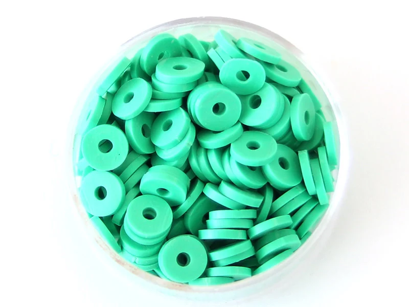 Boite de perles rondelles heishi 6 mm - vert plante