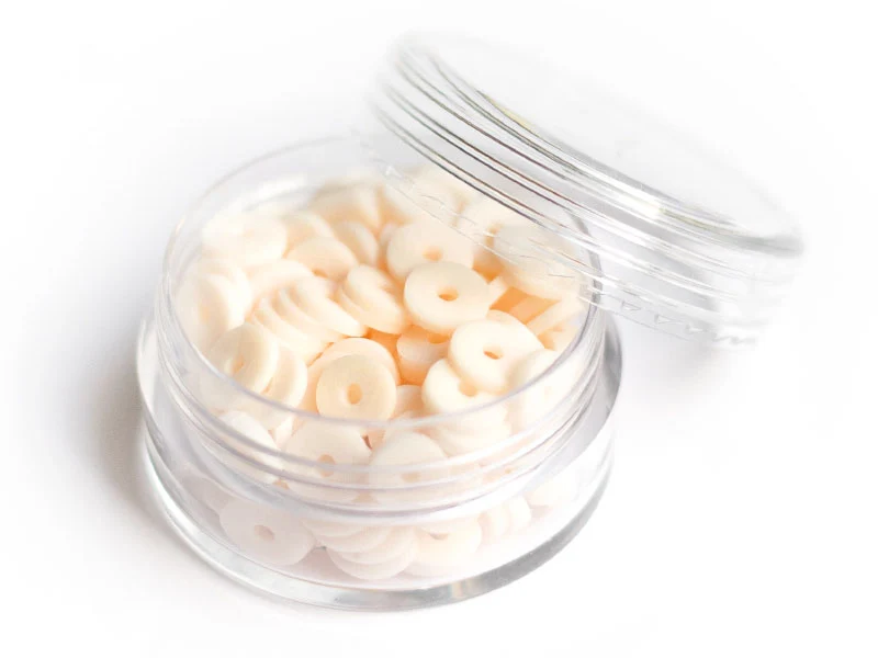 Boite de perles rondelles heishi 6 mm - blanc rosé