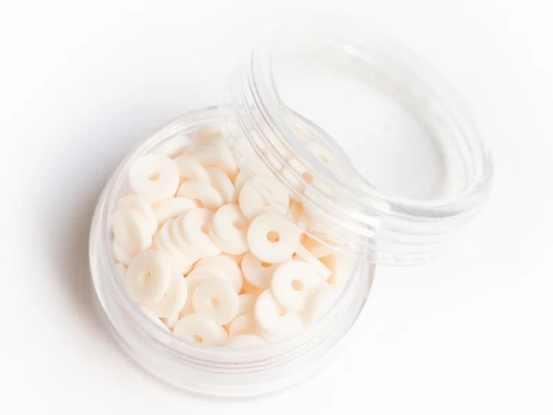 Boite de perles rondelles heishi 6 mm - blanc rosé