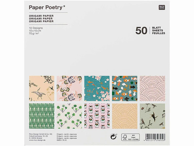50 feuilles de papier Origami "Jardin Japonais" - Rico Design