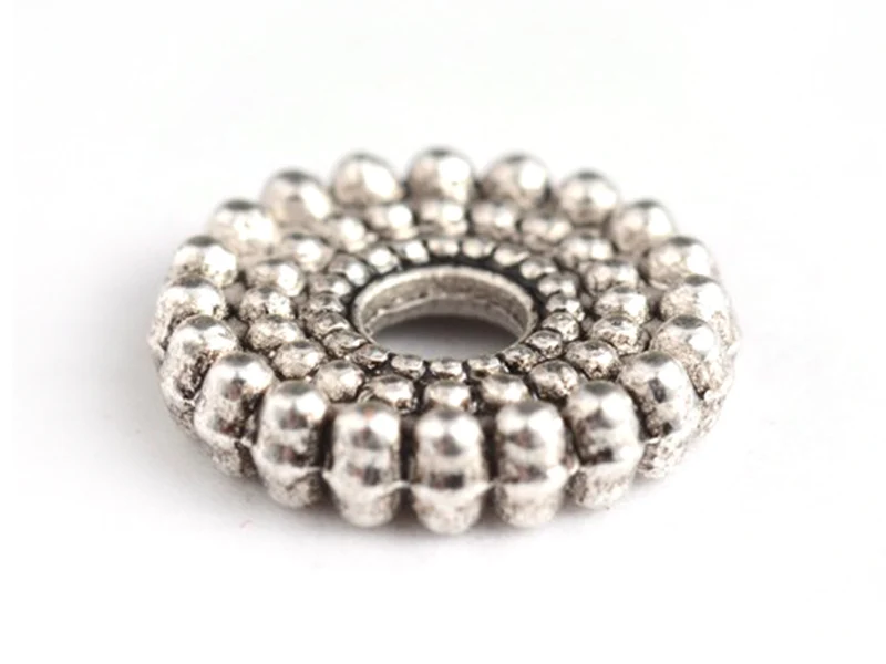 20 perles rondelles ethniques argentées - intercalaires heishi - argent foncé 9 mm