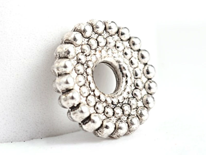 20 perles rondelles ethniques argentées - intercalaires heishi - argent foncé 9 mm