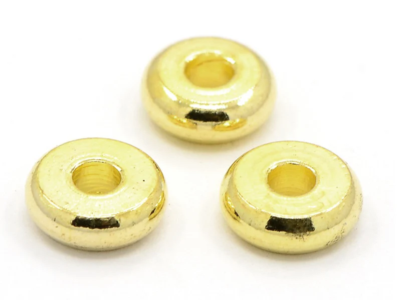 20 perles rondelles heishi arrondies en laiton doré - 6x2 mm