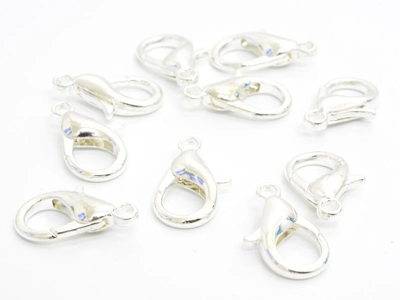 10 fermoirs mousqueton 21 mm - couleur argent clair